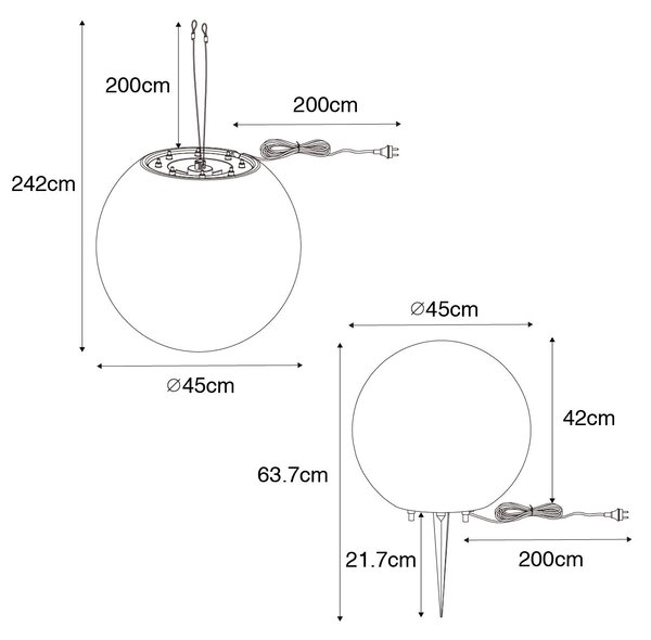 Lampă modernă de exterior albă 45 cm IP65 - Nura