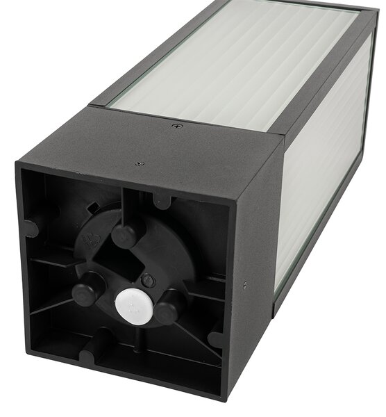 Lampă de exterior cu picior neagră cu sticlă striată 40 cm IP44 - Charlois