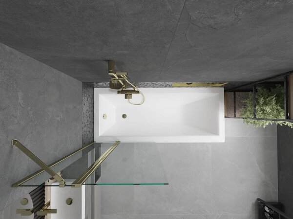 Mexen Flip, paravan de baie 1 aripă 80 x 150 cm, aripă rotativă, sticlă transparentă de 6 mm, profil auriu, 894-080-101-50-00