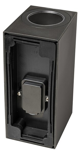 Lampa de perete exterioara moderna din plastic negru cu 2 lumini - Baleno