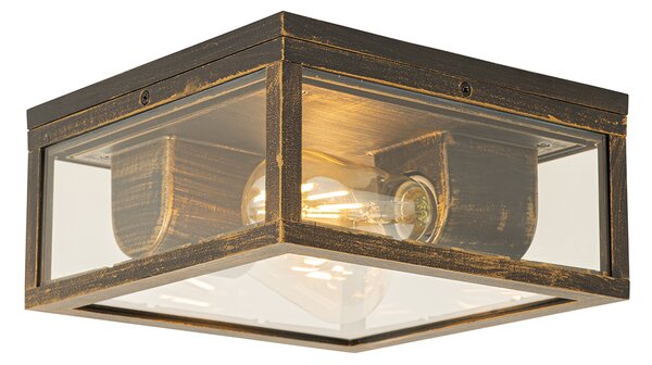 Plafonieră vintage auriu antic IP44 cu 2 lumini - Charlois