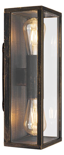 Aplică de perete vintage aur antic 38 cm 2 lumini IP44 - Charlois