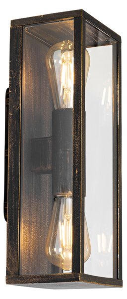 Aplică de perete vintage aur antic 38 cm 2 lumini IP44 - Charlois
