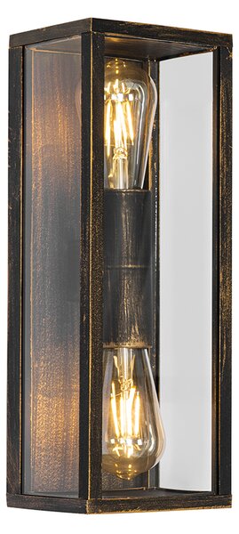 Aplică de perete vintage aur antic 38 cm 2 lumini IP44 - Charlois