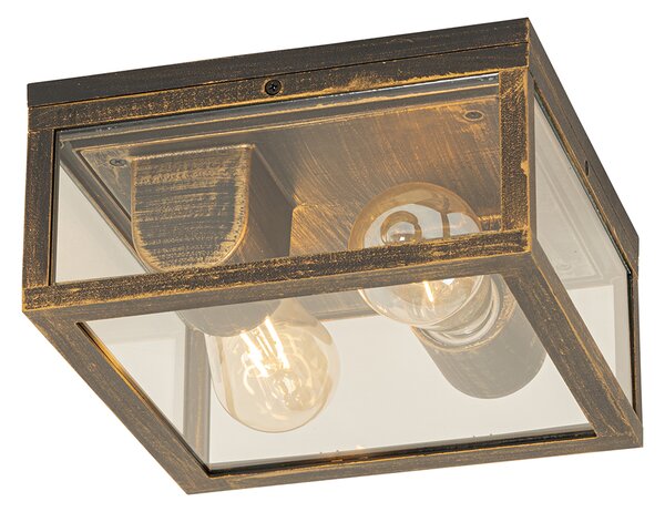 Plafonieră vintage auriu antic IP44 cu 2 lumini - Charlois