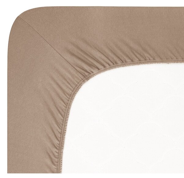 Cearceaf maro din jerseu cu elastic 90x200 cm Boxspring – Andrea Simone