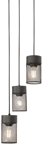 Lampă suspendată industrială neagră cu 3 lumini - Jim