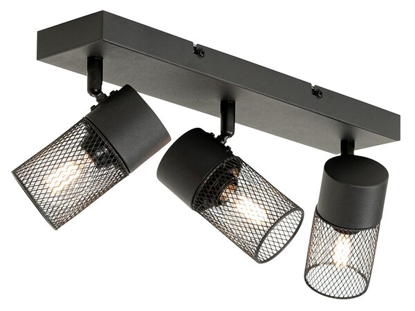 Plafoniera industriala neagra cu 3 spoturi reglabile - Jim