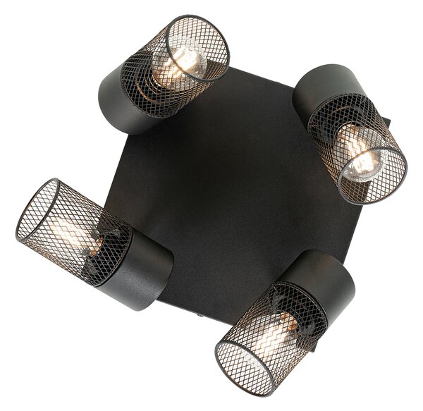 Plafoniera industriala neagra cu 4 lumini reglabile - Jim