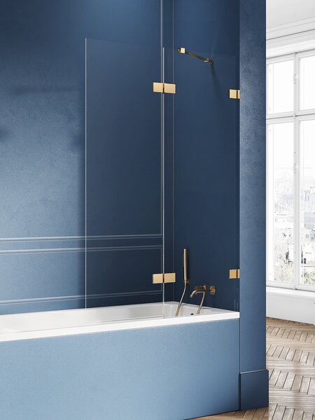 New Trendy Avexa Gold Brushed paravan cadă 100 cm două piese auriu periat/sticlă transparentă EXK-2011