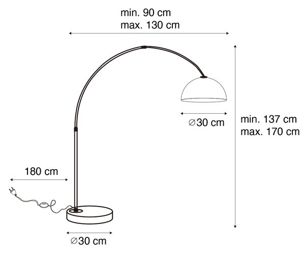 Lampa arcada moderna neagra cu sticla fumurie - Arc