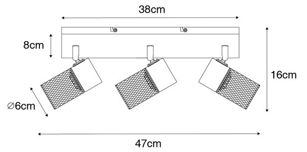 Plafoniera industriala neagra cu 3 spoturi reglabile - Jim