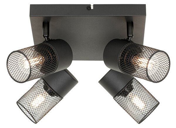 Plafoniera industriala neagra cu 4 lumini reglabile - Jim