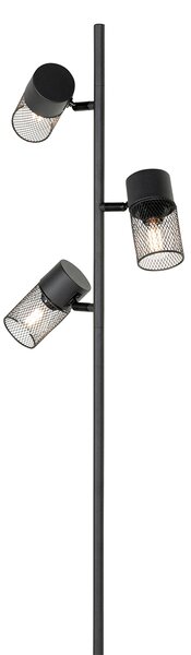 Lampă de podea industrială neagră cu 3 lumini - Jim