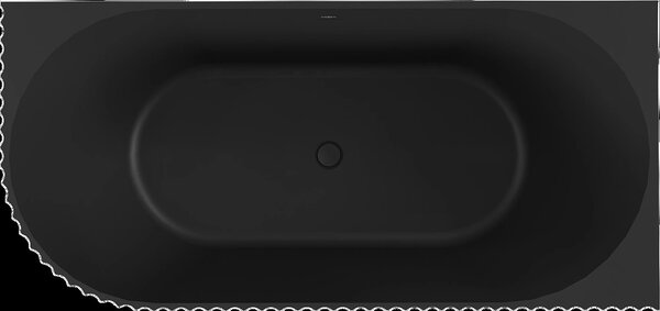 Mexen Gia, cada de colț de sine stătătoare, canelată, dreapta, 150 x 75 cm, negru mat, 52701507571P-SS