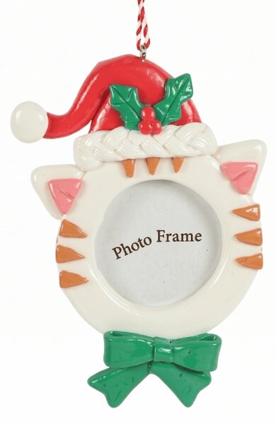 Decoratiune de Craciun rama foto BEST FRIEND 12 cm, pisica