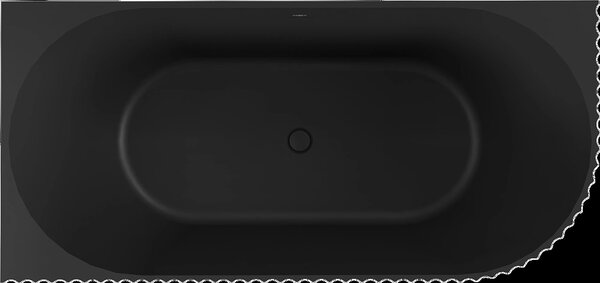 Mexen Gia, cadă de colț de sine stătătoare, canelată, stânga, 170 x 80 cm, negru mat, 52701708071L-SS