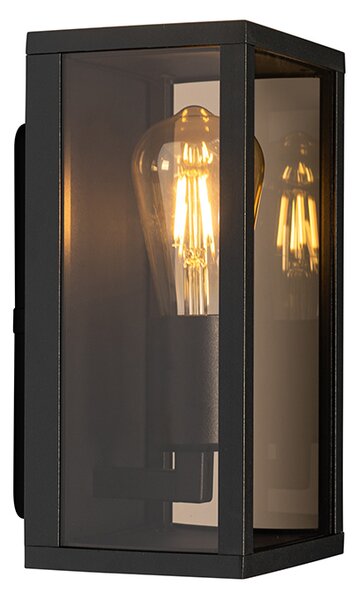 Lampă de perete exterioară neagră cu sticlă fumurie 26 cm IP44 - Charlois