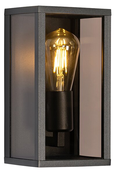 Lampă de perete exterioară neagră cu sticlă fumurie 26 cm IP44 - Charlois