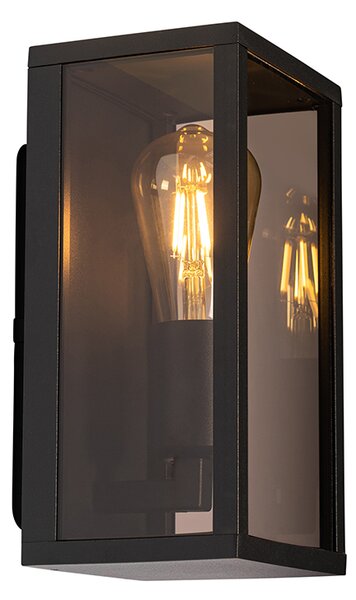 Lampă de perete exterioară neagră cu sticlă fumurie 26 cm IP44 - Charlois