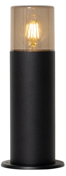 Lampă de exterior de podea neagră cu abajur fumuriu 30 cm IP44 - Odense