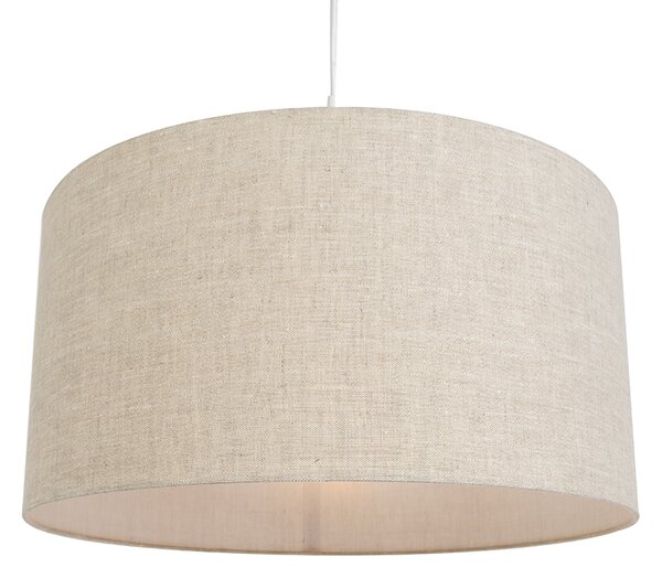Lampă pendantă rustică albă cu abajur din bumbac gri deschis 50 cm - Combi