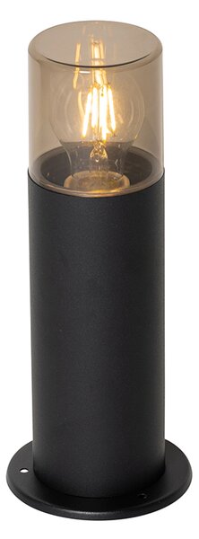 Lampă de exterior de podea neagră cu abajur fumuriu 30 cm IP44 - Odense