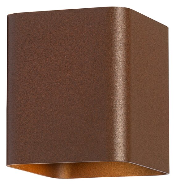 Lampa de perete moderna maro ruginiu cu LED IP54 pătrat - Evi