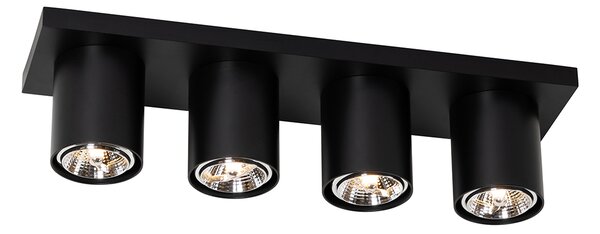 Plafoniera cu spoturi moderne neagră cu 4 lumini - Tubo
