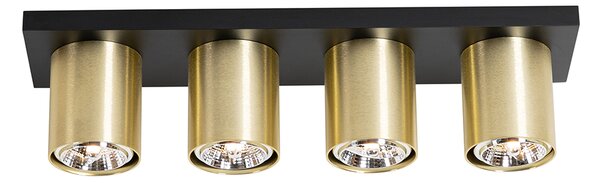 Spot de plafon modern negru cu auriu 4 lumini - Tubo
