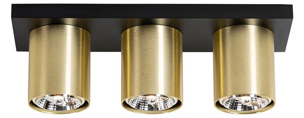 Plafoniera moderna cu spoturi neagra cu auriu cu 3 lumini - Tubo