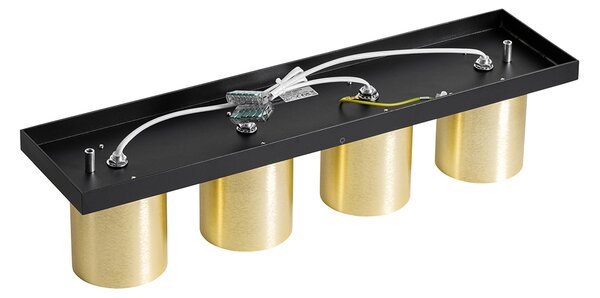 Spot de plafon modern negru cu auriu 4 lumini - Tubo