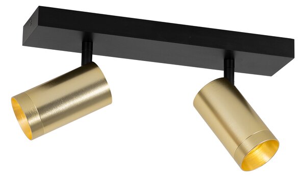 Spot de tavan negru cu auriu reglabil cu 2 lumini - Jeana Luxe