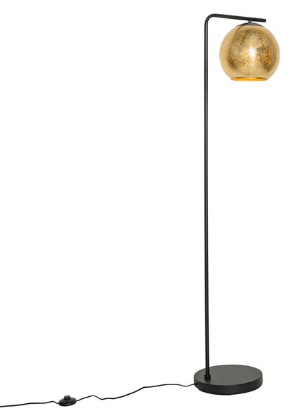 Lampa de podea de design neagra cu sticla aurie - Bert