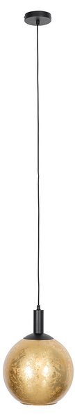 Lampă pendant de design neagră cu sticlă aurie - Bert