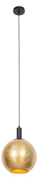 Lampă pendant de design neagră cu sticlă aurie - Bert