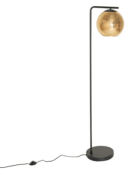 Lampa de podea de design neagra cu sticla aurie - Bert