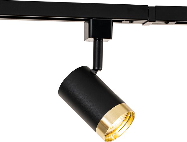 Sistem de iluminat pe șină modern cu 5 spoturi negru auriu monofazat - Iconic Jeana
