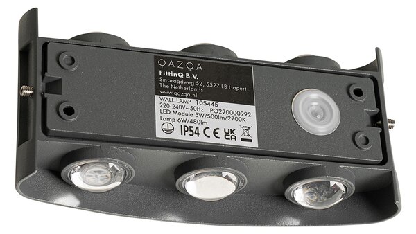 Lampă de perete exterioară gri închis cu LED 6 lumini IP54 - Silly