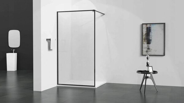 Paravan de duș Mexen Kioto WALK-IN 8mm, 30x200 cm, cadru negru, 800-030-000-00-70