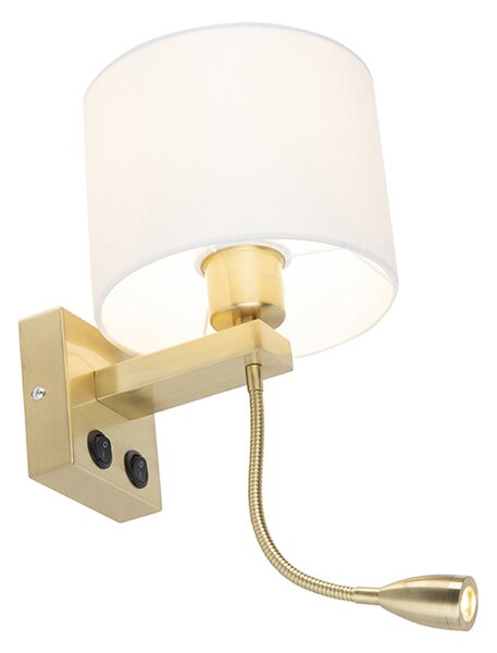 Lampă de perete inteligentă aurie cu abajur alb, inclusiv Wi-Fi A60 - Brescia