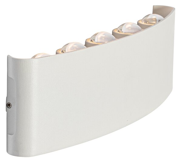 Aplică de perete exterioară albă inclusiv LED 10 lumini IP54 - Silly