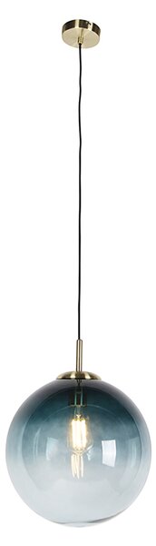 Lampă suspendată inteligentă alamă cu sticlă albastru ocean 33 cm incl. WiFi ST64 - Pallon