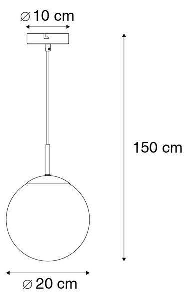 Lampă suspendată inteligentă alamă cu sticlă albastru ocean 20 cm incl. WiFi ST64 - Pallon