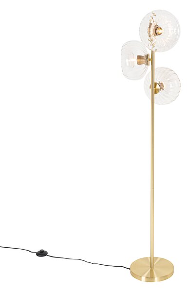 Lampa de podea Art Deco aurie cu sticlă cu 3 lumini - Ayesha