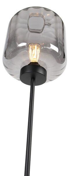 Lampă de podea inteligentă neagră cu sticlă fumurie, incl. Wifi ST64 - Qara