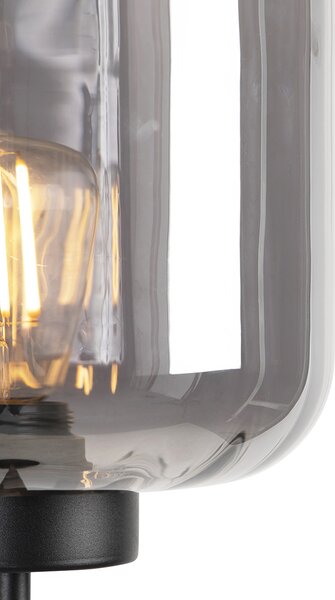 Lampă de podea inteligentă neagră cu sticlă fumurie, incl. Wifi ST64 - Qara