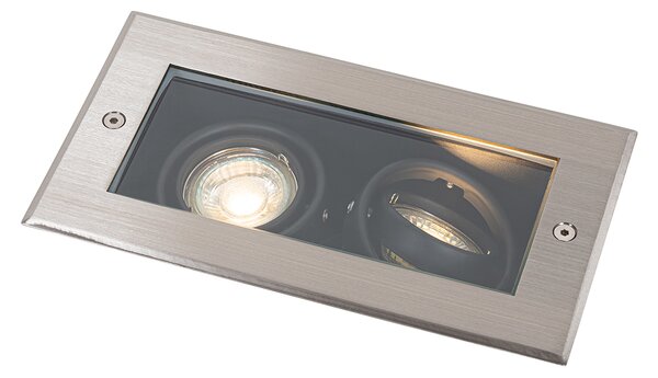 Spot modern de sol din oțel cu 2 lumini reglabile IP65 - Oneon