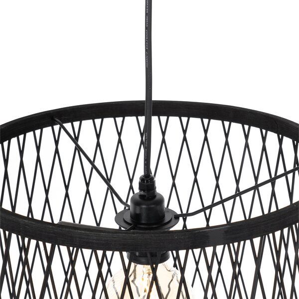 Lampă suspendată rustică pentru exterior din ratan negru cu 3 lumini - Calamus