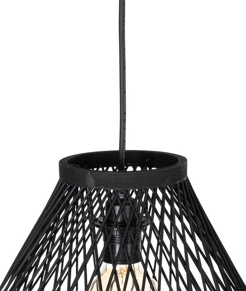 Lampă suspendată rustică pentru exterior din ratan negru cu 3 lumini - Calamus